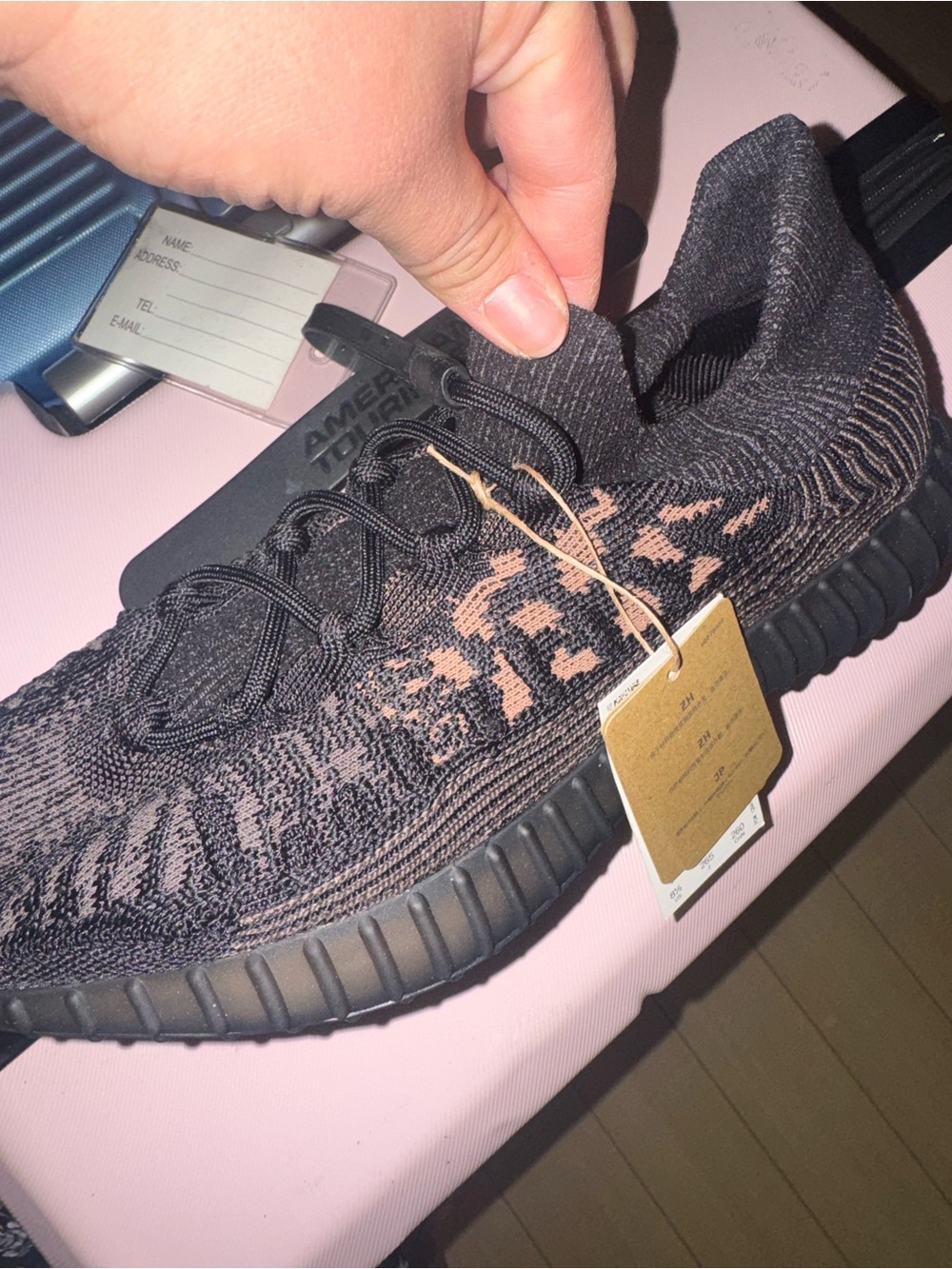 Yeezy Knit Lace-Up Sneaker in Black and brown